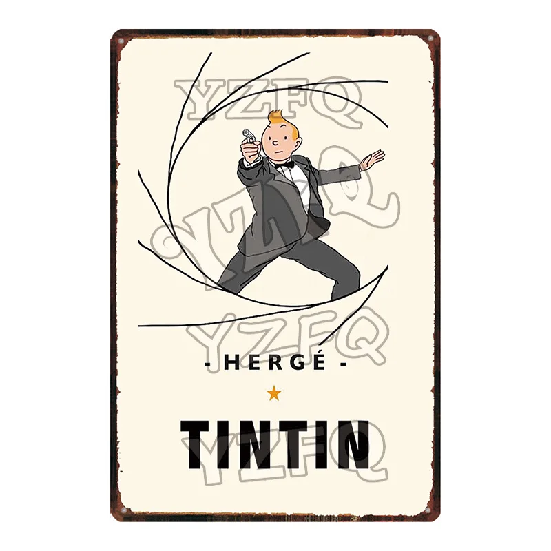 Adventures of Tintin Metal Sign Shabby Chic Vintage Style Cafe Wall Home Art Kids Room Decoration Unique Gift DU-5349A - Цвет: DU-5347