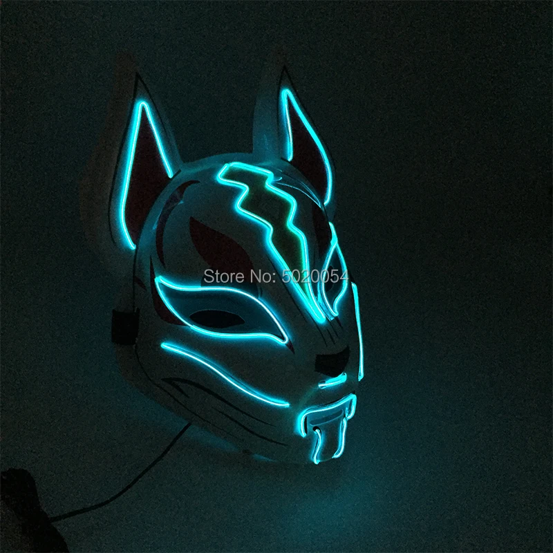 plus size costumes New Luminous Halloween Party Mask EL Wire Glowing Mask Japanese Anime Cosplay LED Costume Fox Mask for Carnival Party Supplies naruto cosplay