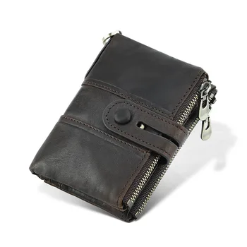 

Trendy retro leather men's wallet multi-card anti-magnetic men's bag fashion casual double zipper wallet