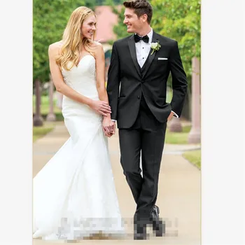 

New Men’s Suit Smolking Noivo Terno Slim Fit Easculino Evening Suits For Men Black Formal wedding groom prom tuxedos(jacket+Pant