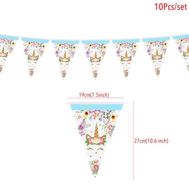 Paper Unicorn 1st Birthday Banner Happy Birthday Party Decorations Kids Little Mermaid Flag Baby Shower Banner Wedding Garland Flower Unicorn 1