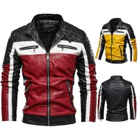 Vintage Motorcycle Fashion Patchwork Leather Jacket 2