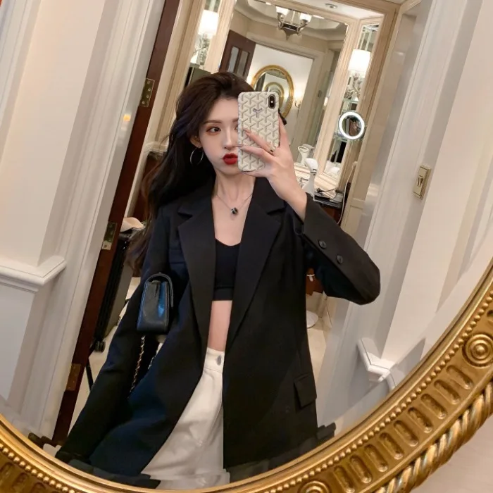 

Suit Female Autumn 2019 New Style French Retro Lace-up Waist Hugging Mid-length Casual Elegant Suit Coat