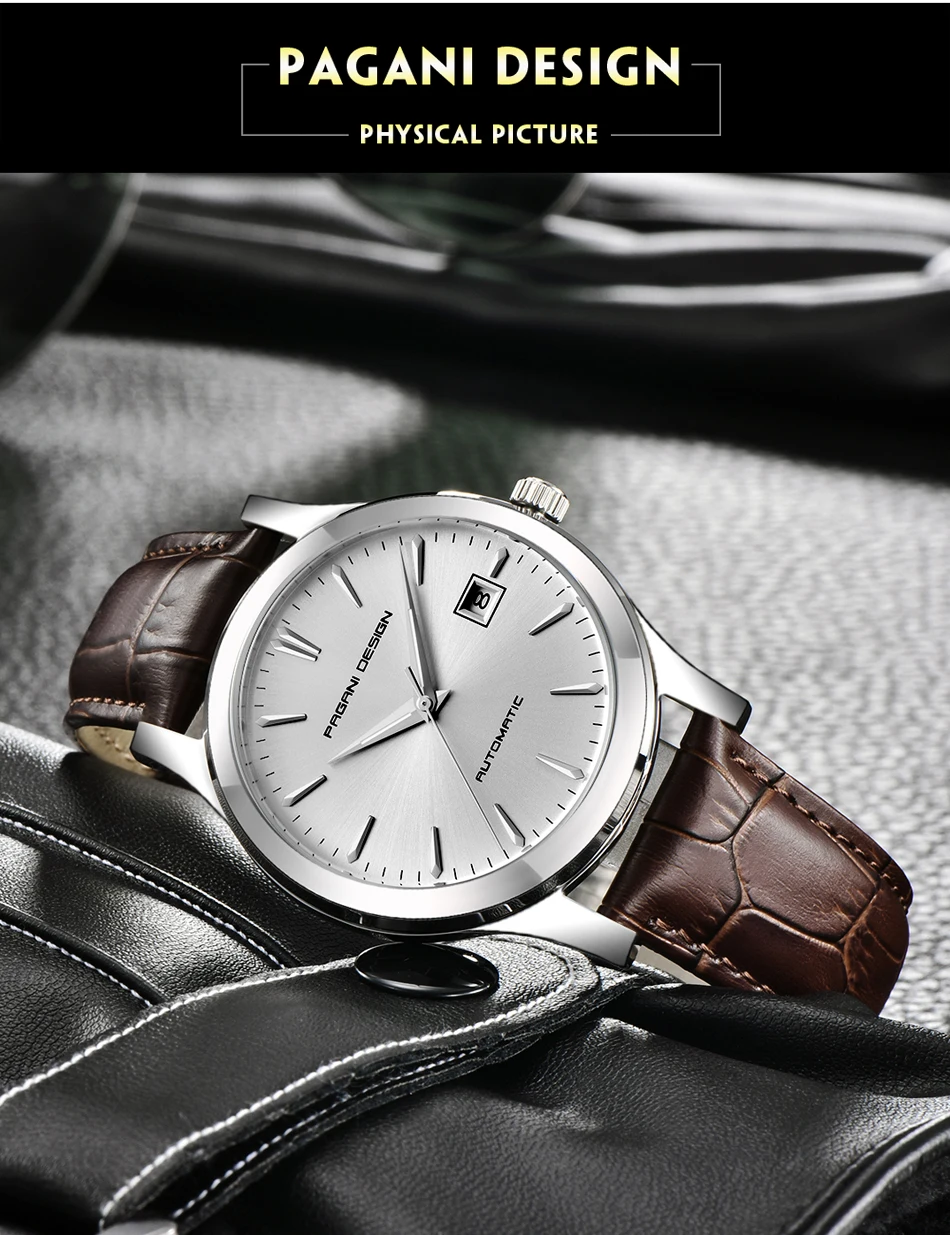 2021 New PAGANI DESIGN Luxury Men Mechanical Watches Business 100m Waterproof Clock Genuine Leather Automatic Watch Reloj Hombre