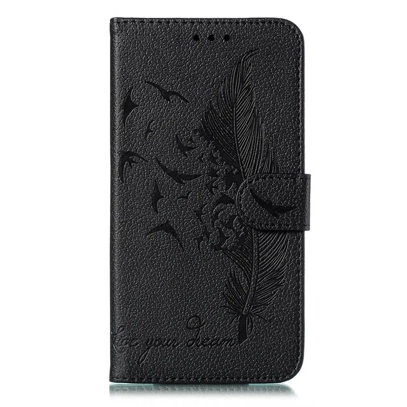 3D Feather Flip Cover For Samsung Galaxy A10 Case For Samsung A9 A8s A10 A20 A30 A40 A50 A60 A70 A7 M10 Note 9 Coque - Цвет: Black