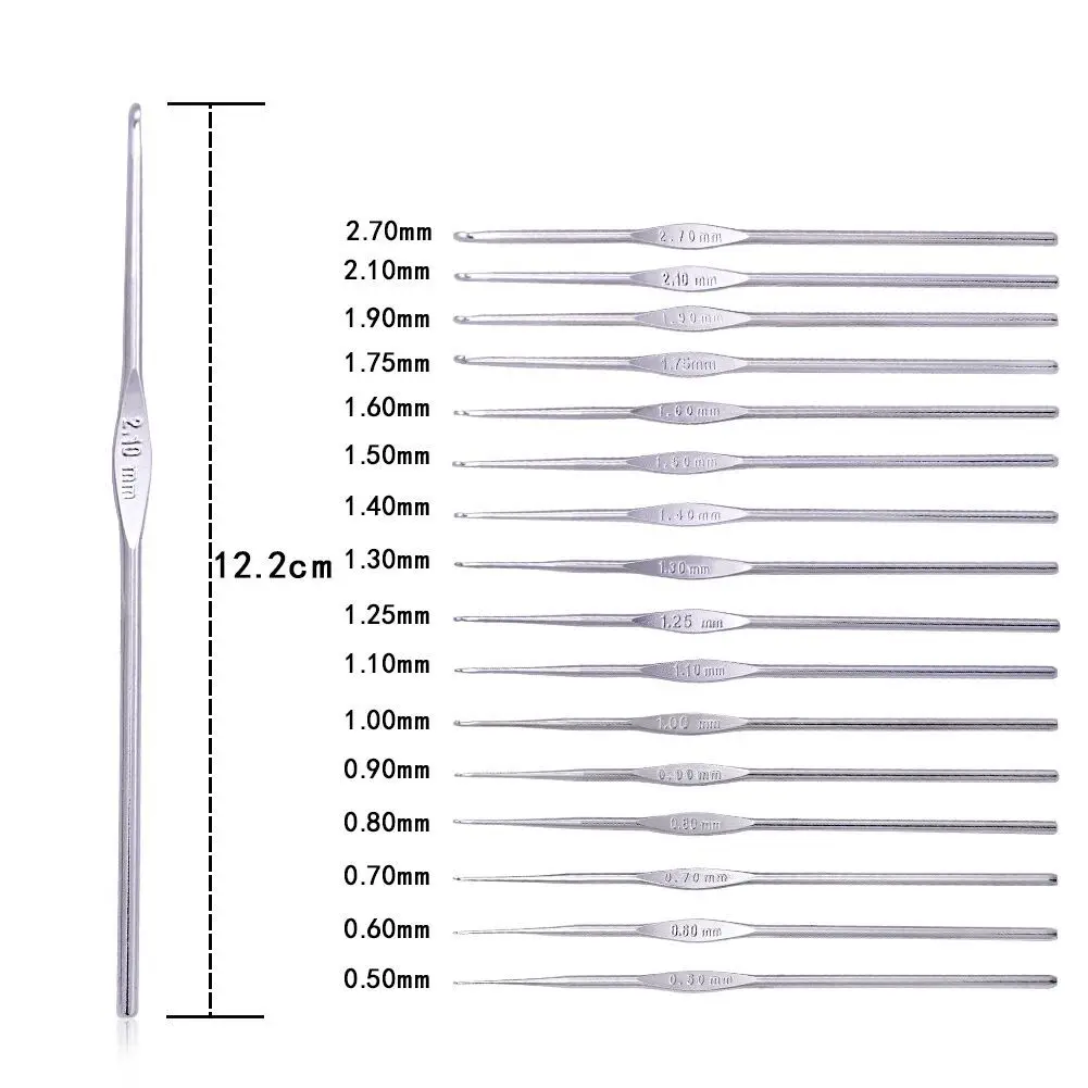 

1PC Small Size Metal Handle Crochet Hook Knitting Needles Small Sizes 0.5-2.7mm Lace Crochet Needles Metal Hook for Lace Knit