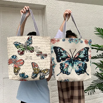 

Chinese Style Women Handbag Ethnic Summer Fashion Bag Reusable Shopping Bag Ladies Tote Shoulder Bags Printing Cross-body Bags