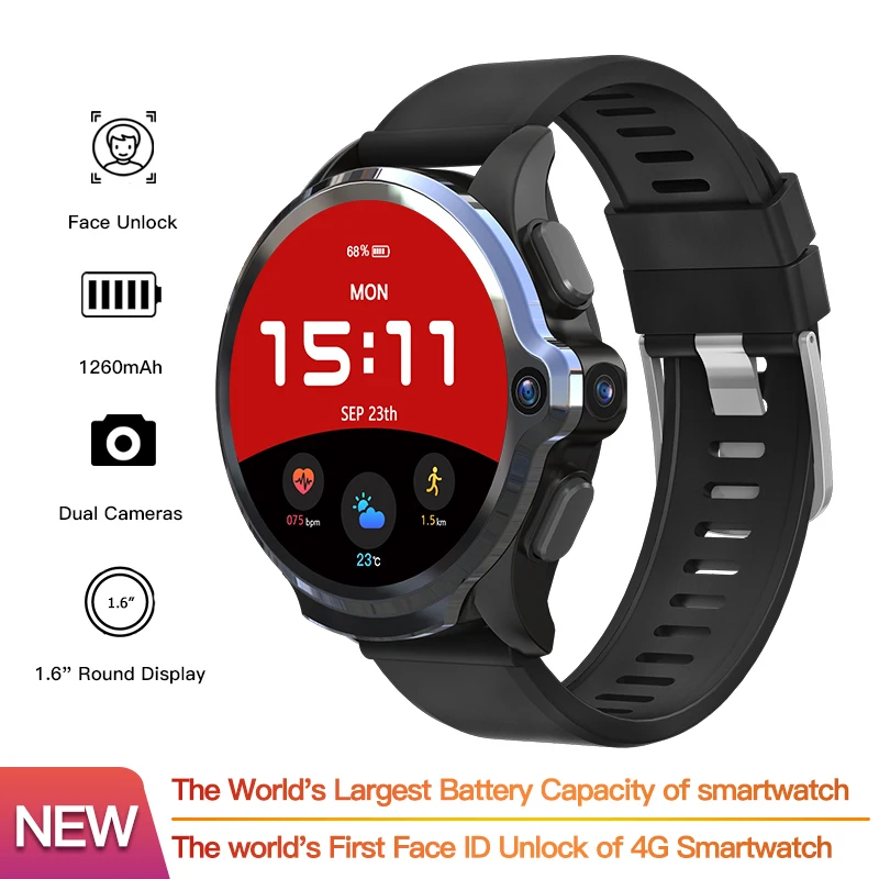 KOSPET Prime 4G Smart Watch1.6 Inch 1260mAh Battery Face ID Unlock 3GB 32GB Dual Camera GPS/GLONASS Android Watch Phone for Men KOSPET Prime 4G Smart Watch1.6 Inch 1260mAh Battery Face ID Unlock 3GB 32GB Dual Camera GPS/GLONASS Android Watch Phone for Men