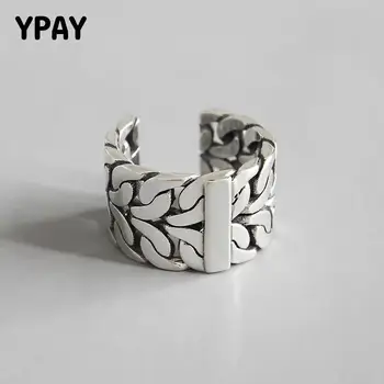 

YPAY 2019 New Ring 100% 925 Sterling Silver Wide Double Chain Open Rings for Women Engagement Fine Party Jewelry Gift YMR705