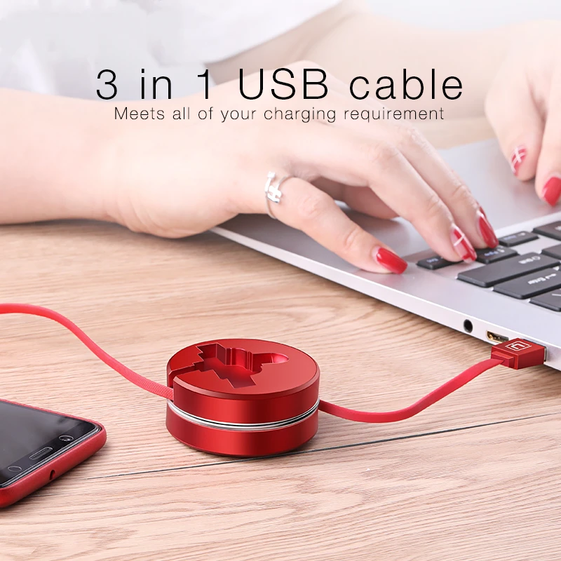 Micro USB многофункциональный 3 в 1Type-C 8-контактный USB кабель для IPhone 6 6s Plus 7 8 X XR XS Max крест дизайн выдвижной кабель данных