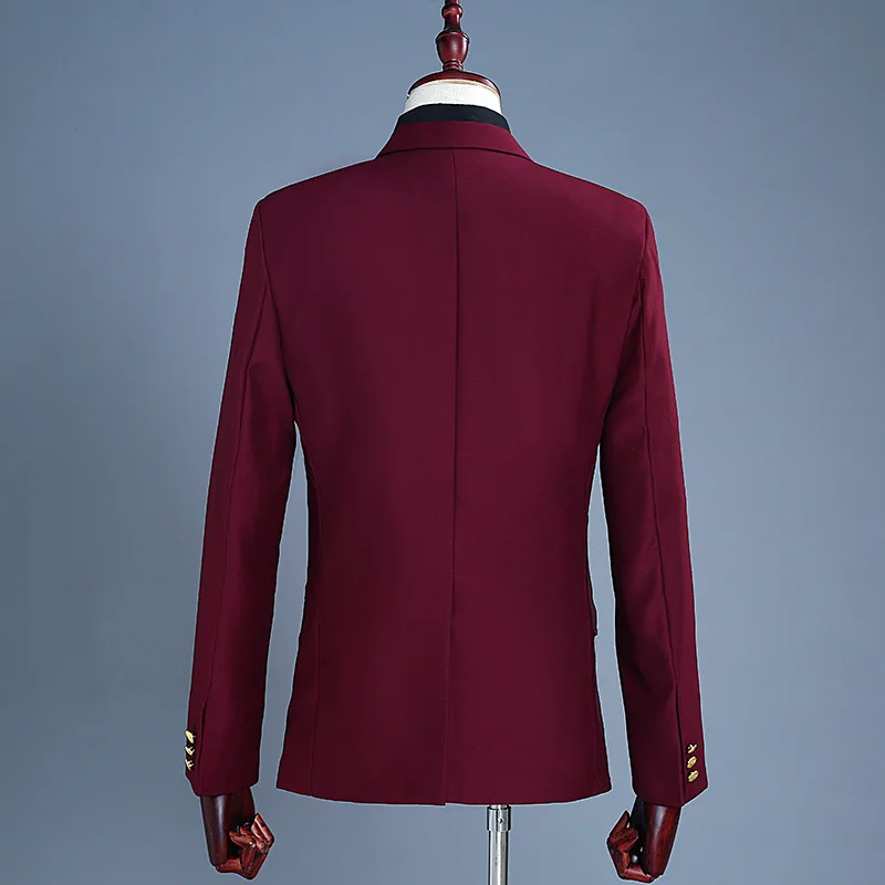 Esmoquin Red Wine Set Double Row Gold Buckle Suit Party Costume Host Singer Annual General Meeting Clothing Studio Photo Esmoquin Red Wine Set Double Row Gold Buckle Suit Party Costume Host Singer Annual General Meeting Clothing Studio Photo