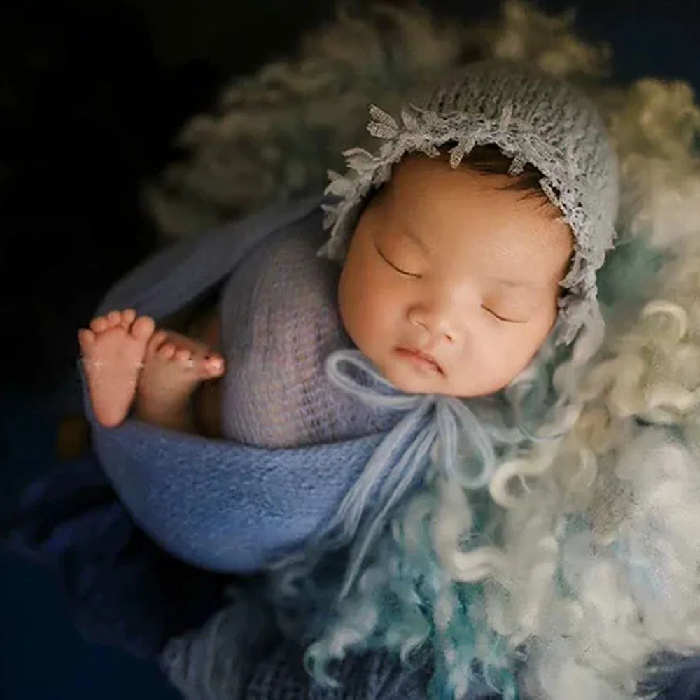 Реквизит для фотосессии новорожденных аксессуары мягкая мохеровая шапочка вязаные крючком шапки для новорожденных Детские реквизит для фото младенца детские шапки Fotografia