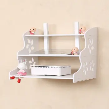 

4 Tier Corner Shelf, Waterproof Wood-Plastic Board Storage Wall Cabinet Living Room Kitchen Office White
