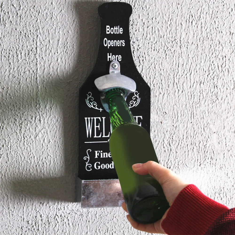 Wall Mounted Bar Restaurant Decoration Durable Beer Bottle Opener Kitchen Bar Beer Opener Wood
