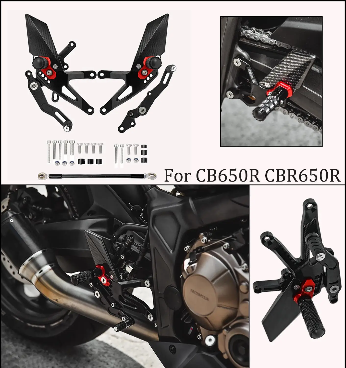 CBR650R Motorcycle Adjustable Rearsets FootPegs For Honda CB650R Pedal