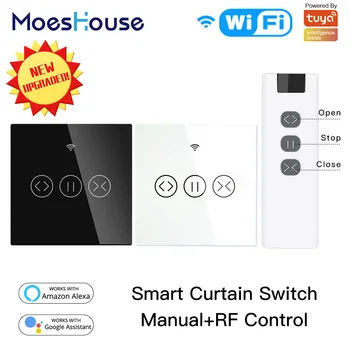 

WiFi RF433 Smart Touch Curtain Roller Blinds Motor Switch Tuya Smart Life App Remote Control Works with Alexa Google Home