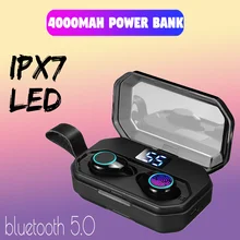TWS беспроводной bluetooth 5,0 наушники светодиодный дисплей шумоподавление сенсорный IPX7 водонепроницаемый 4000 мАч банк питания с микрофоном