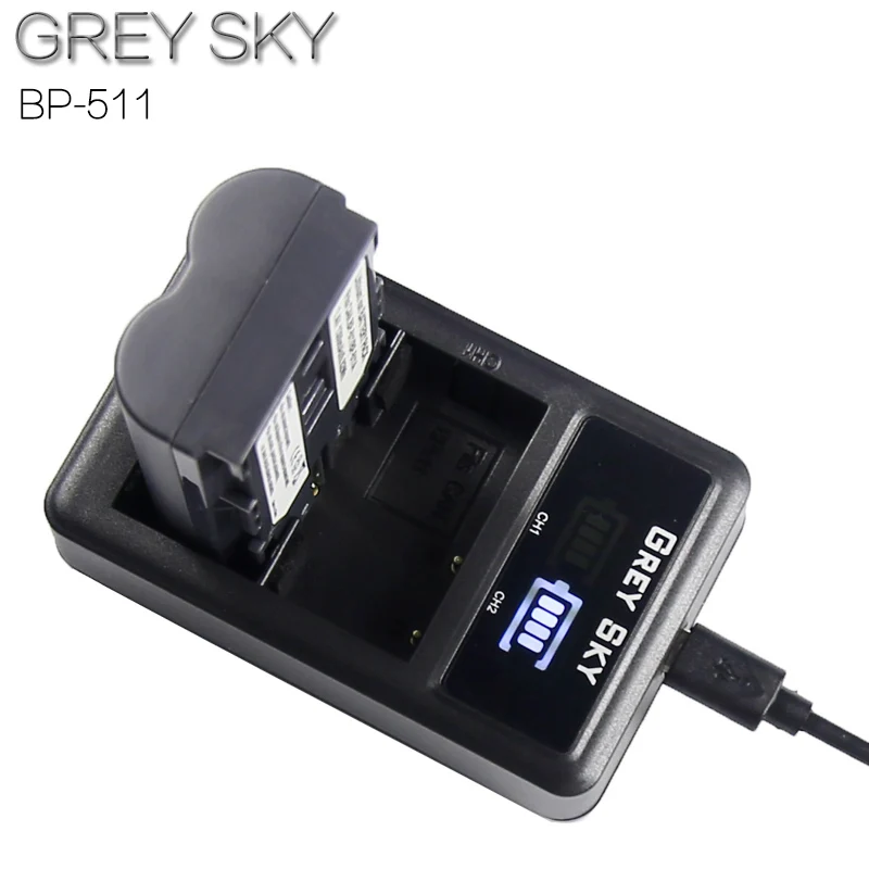 charger and 1battery Powertrust 4 шт. BP-511A BP-511 Камера Li-Ion Батарея+ светодиодный USB двойной Зарядное устройство для цифровой однообъективной зеркальной камеры Canon EOS 5D 50D 40D 20D 30D 10D 1D D60 300D D30 - Цвет: charger and 1battery