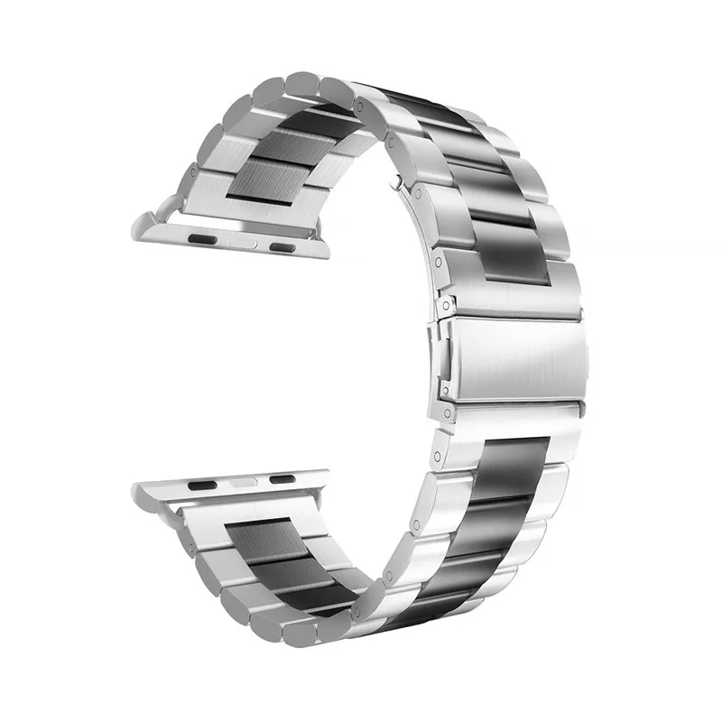 Браслет из нержавеющей стали, совместимый с Apple watch series 5 4 40 мм 44 мм, браслет со звеньями для iwatch 3 2 1 38 мм 42 мм - Цвет ремешка: silver black