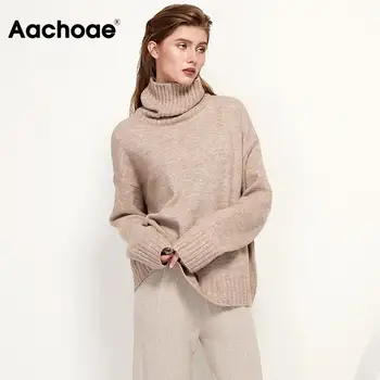 Autumn Winter Women Knitted Turtleneck Wool Sweaters 2021 Casual Basic Pullover Jumper Batwing Long Sleeve Loose Tops 1