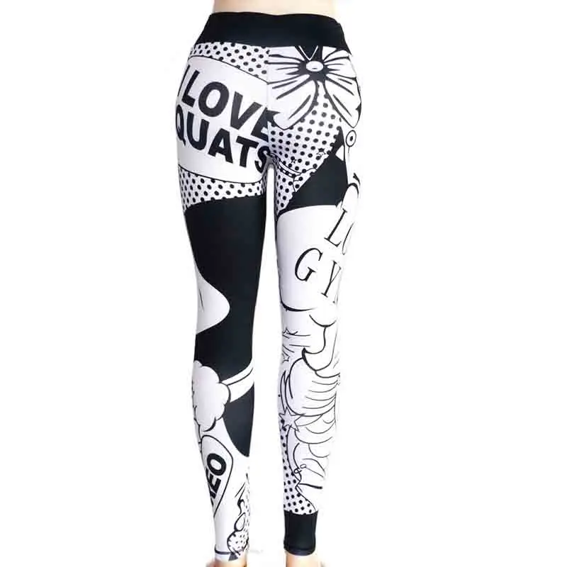 I LOVE printed high waist women's leggings fitness sports sexy fashion push plateau high waist women ankle pants leggings DDK57