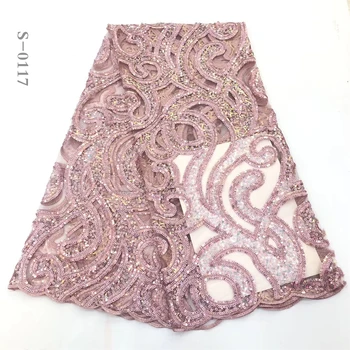 

Latest style African Sequins Lace Fabric 2020 High Quality Lace French Sequence Tulle Lace Nigerian Lace Fabrics For Wedding