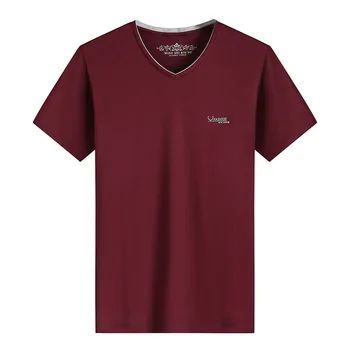 

Summer Dress Loose Plus Fat plus Men Fat Man Fat Big Size Young And Middle-aged Leisure Short Sleeve Cotton V Collar T Shirt