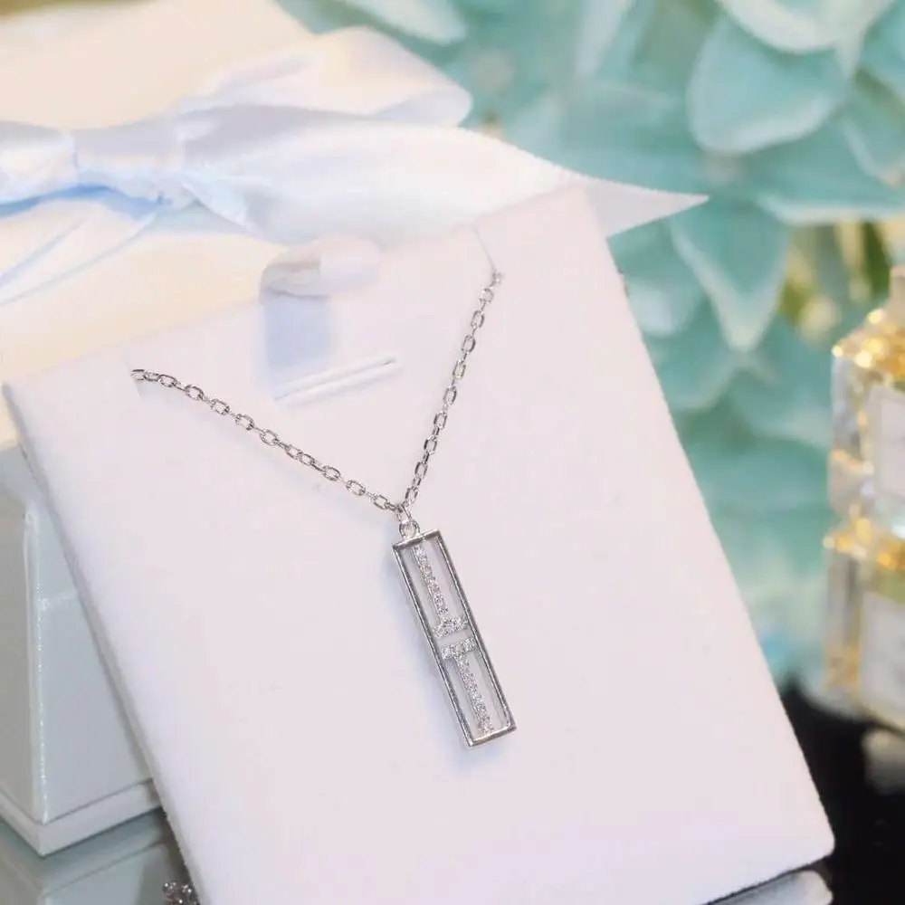 

YTF97 925 Silver Zircon Girls Wedding Garment Necklace Birthday Party Gift