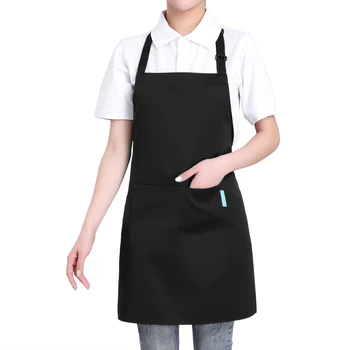 

Adults Polyester Kitchen BBQ Restaurant Apron with Adjustable Neck Belt 2 Pockets for Cooking Baking Gardening