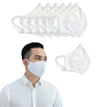 

6pc White Cloth Mouth Masks For Protection Washable Reusable Face Mask Adults Anti-dust Protective Earloop Mask