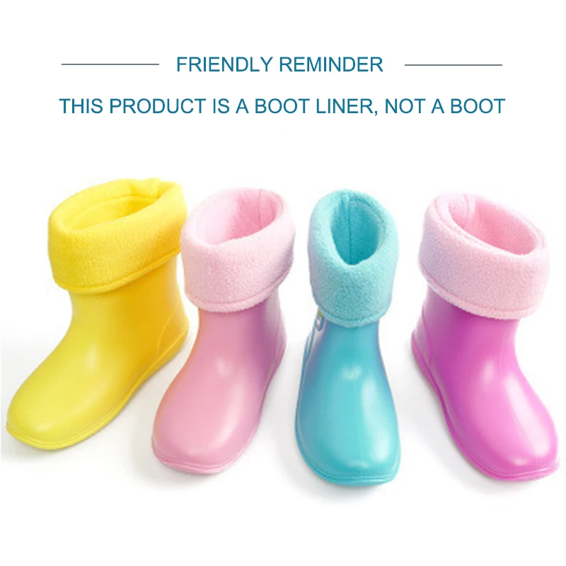 Crianças botas de chuva algodão forro meias inverno veludo à prova dwaterproof água quente sapatos removível forro meias para menina menino crianças
