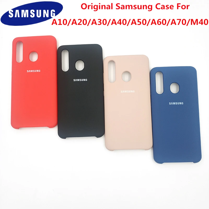 

Original Samsung Galaxy A10 A20 A30 A40 A50 A60 A70 M40 Phone Case Silky Silicone Cover Back Protection Case With Side Button