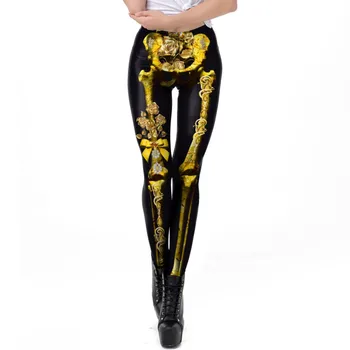 

2019 Halloween Women Digital Print Leggings Bow Skeleton Print Stretchable Breathable Hip Panty Leggings