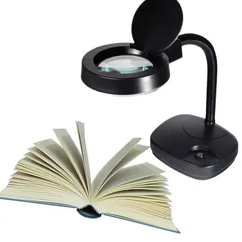 

Foldable Magnifier Desk Lamp Lighting Multifunction With Magnifying Glass Black
