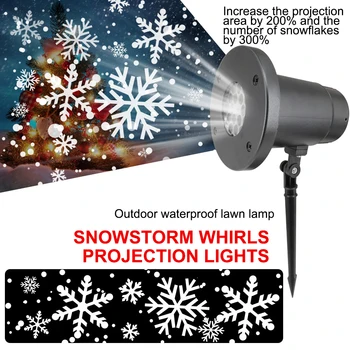 

Dynamic White Snowflake Blizzard Rotating Projection Lamp Christmas decoration Atmosphere Creating Stage Lights Colorful lamp