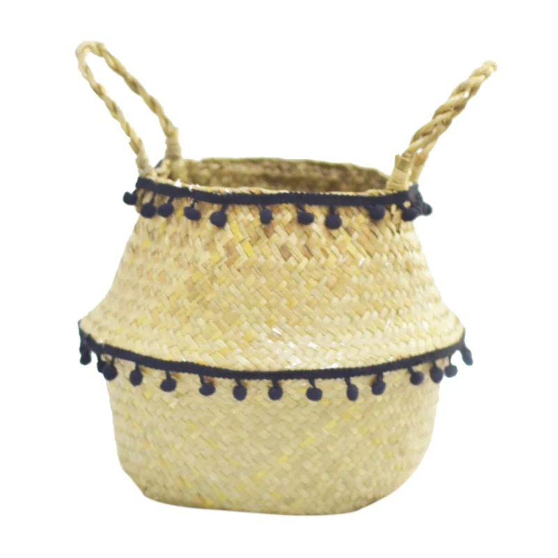 Бамбуковые корзины для хранения ручной работы, складная соломенная плетеная корзина из ротанга для белья, цветочный горшок, корзина для растений