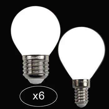 

TIANFAN 6-Pack Led Bulbs Small Globe G45 Chandelier Lights Bulb 4W 6500K Cool White Milky Glass Bulb E27/E14 220V Edison Bulb