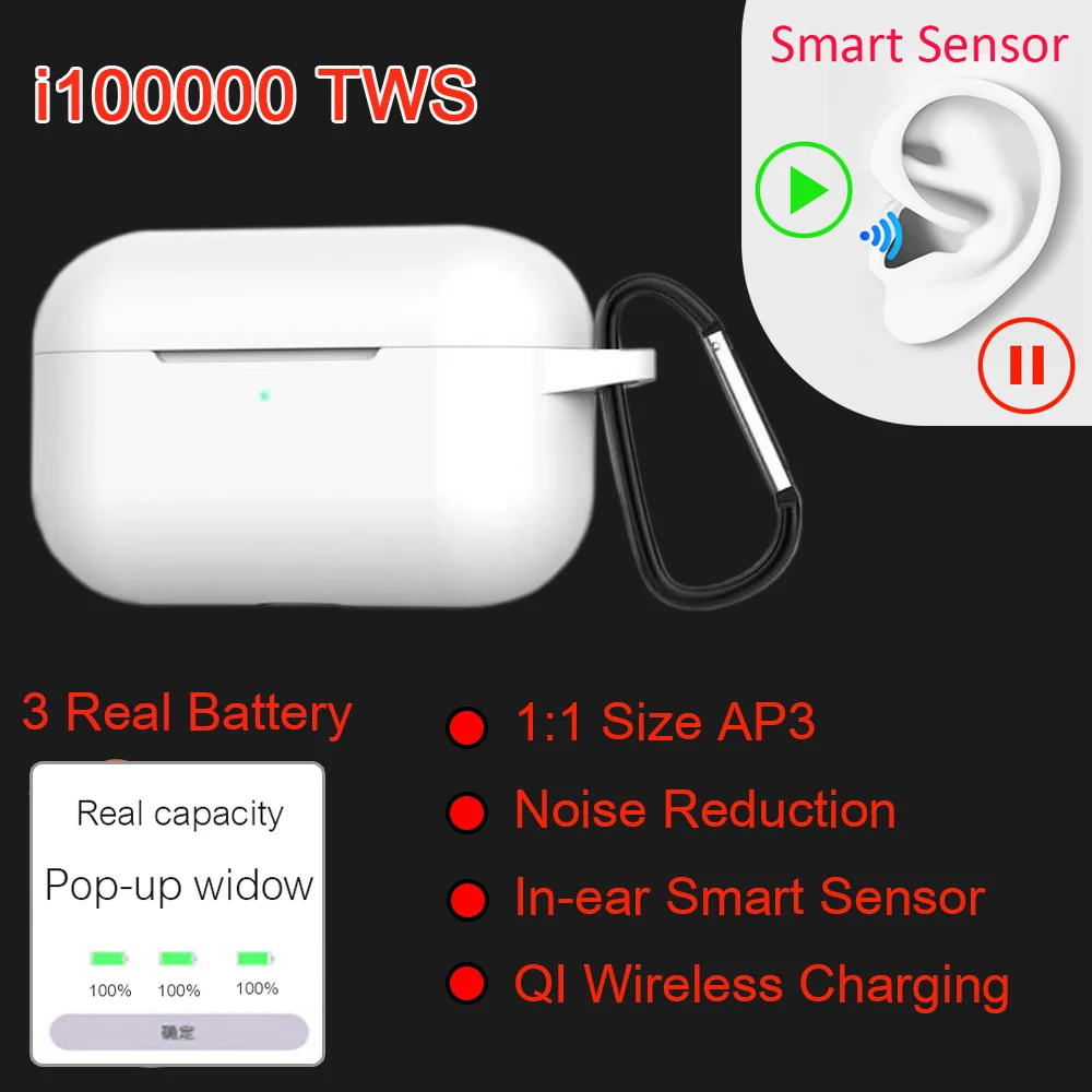 I100000 Tws 1:1 Air Pro3 беспроводные Bluetooth наушники умный датчик шумоподавления PK i1000 i2000 i9000 i50000 TWS для iPhone11