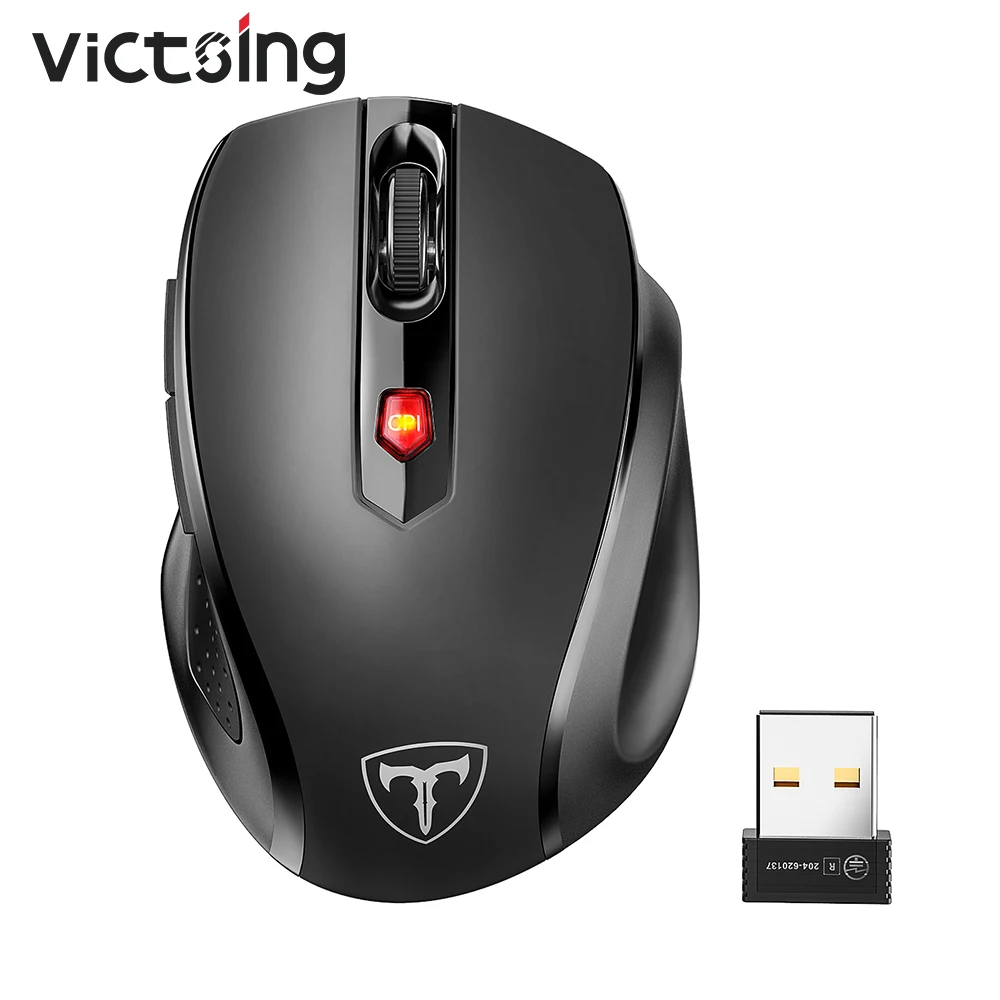 VicTsing MM057-Ratón inalámbrico de 2.4 Ghz, mouse óptico con diseño ergonómico con 6 botones, de 2400 DPI, ahorro de energía para ordenador PC y portátil