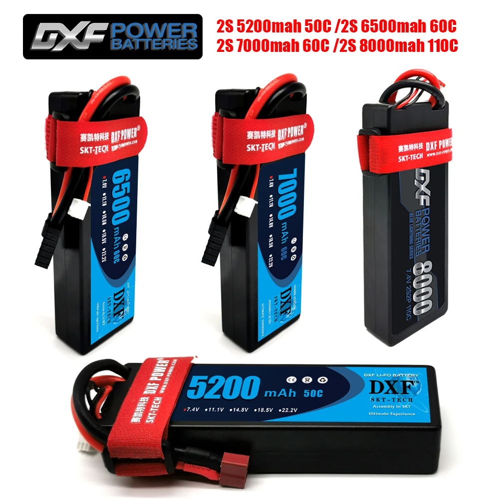 Литий полимерный аккумулятор DXF 2 шт. 2S 7 4 В 5200 мАч 50C/7000 60C/6500 60C/ 8000 110C Жесткий Чехол