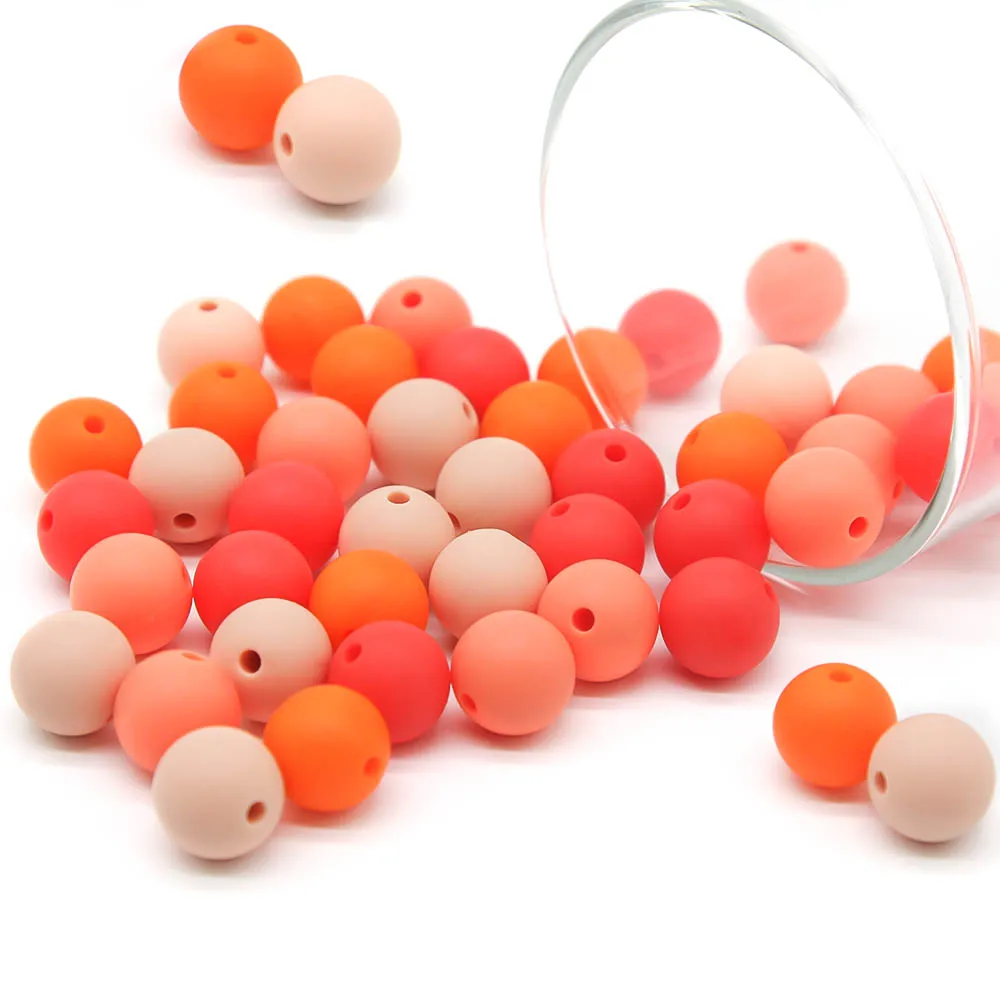 Nette-Idee 10 stücke Baby Silikon Runde Perlen 9/12/15mm Food Grade Kautable Perle Perlen DIY Zahnen Schnuller Kette Spielzeug Baby Waren