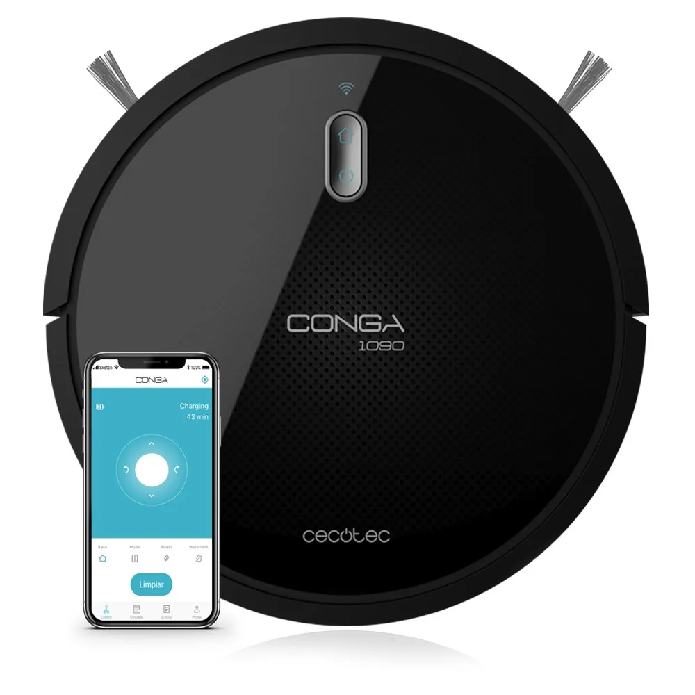 Ultra thin robot vacuum cleaner cecotec conga 1090 with wetVacuum
