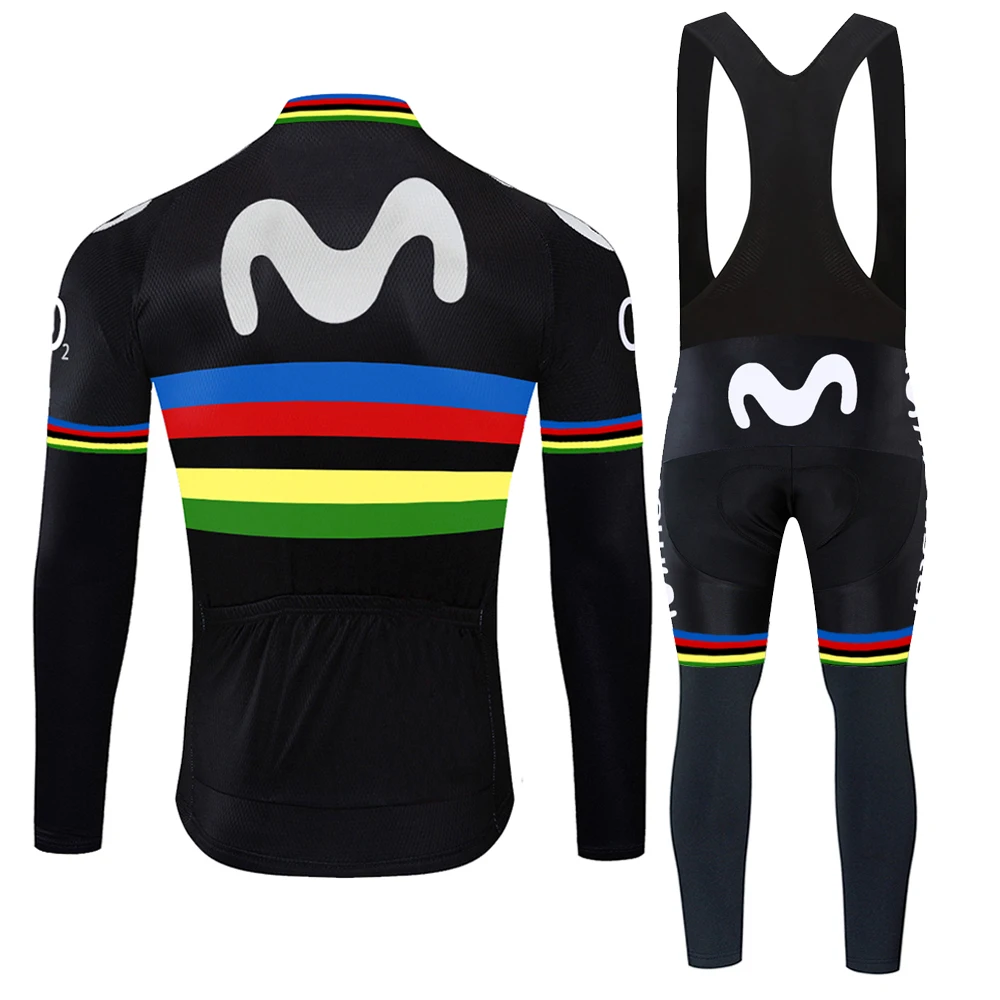 2019 12D гелевая команда с длинными рукавами maillot movistar Велоспорт Джерси Зимняя