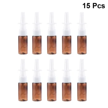 

10pcs 15ml Portable Nasal Sprayer Bottle Rhinitis Refillable Fine Mist Empty Spray Bottles (Brown Pet + 18R Direct Injection)