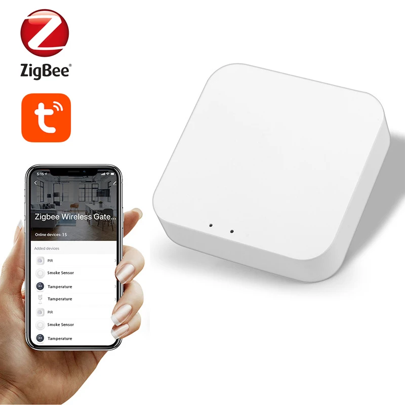 Tuya-Hub DE ENLACE Zigbee para casa inteligente, dispositivo con Control remoto, PIR, movimiento, puerta, ventana, Sensor de temperatura y humedad