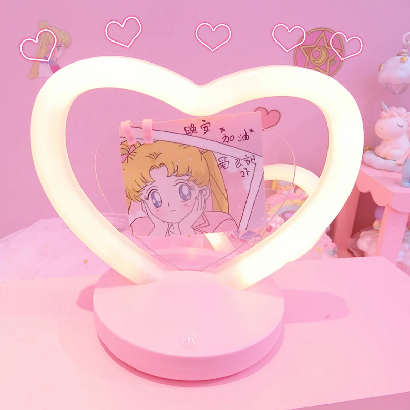 Sakura Сейлор Мун сердце образный светодиодный Ночной светильник с зарядкой от USB