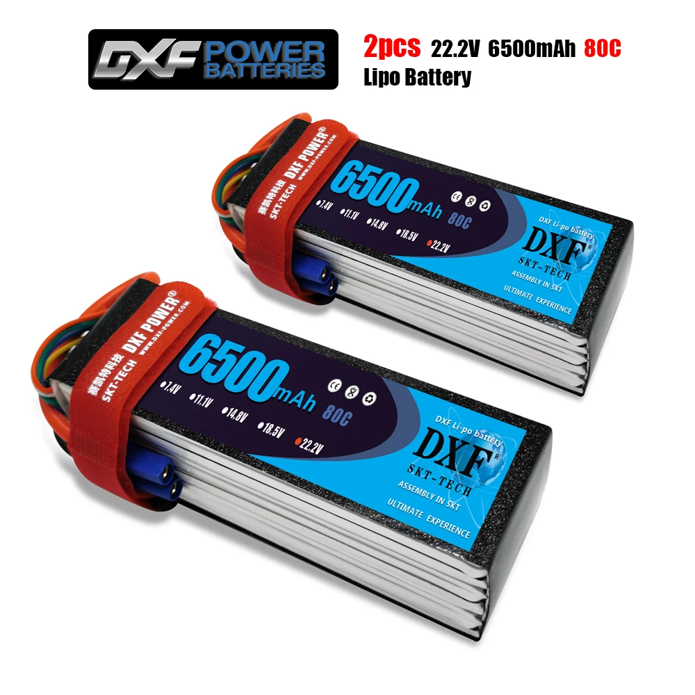 2 шт. DXF Lipo батарея 2S 3S 4S 6S 7 4 V 11 1 14 8 22 6500mAh 80C 160C для автомобиля квадрокоптера вертолета дрона Align Yak 54|Детали и