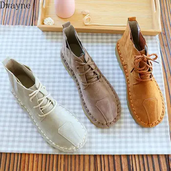 

Booties 2019 autumn and winter new tie flat comfortable Martin boots women's slim single boots