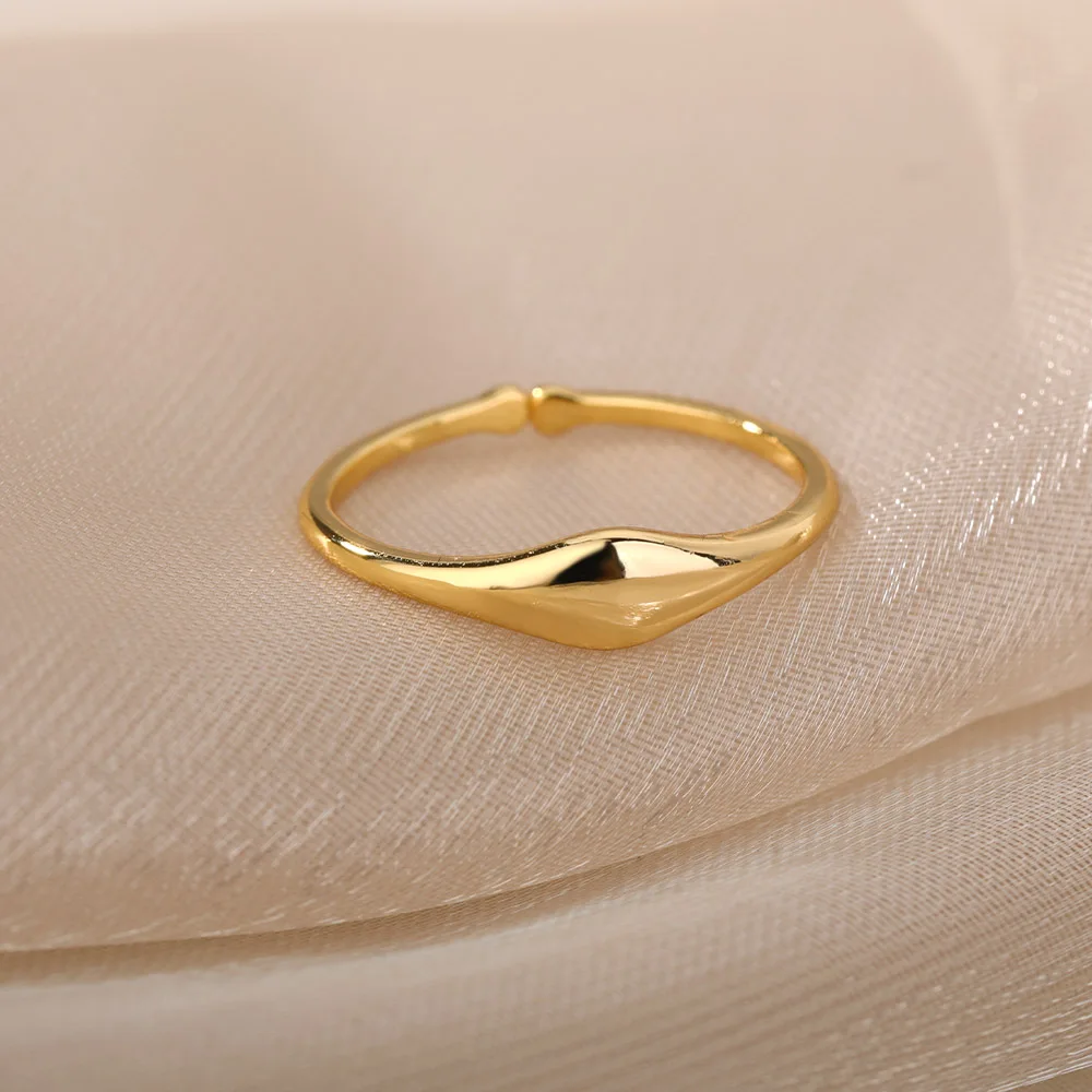 Geometrische Unregelmäßige Ringe Für Frauen Minimalistischen Edelstahl Gold Ring Vintage Hochzeit Paar Jewerly Weihnachten Geschenk Bijoux