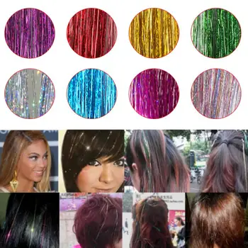 

Holographic Sparkle Hair Tinsel Strand Glitter Extensions Highlight Party Bling Bling Wig Beautiful For Party Beauty